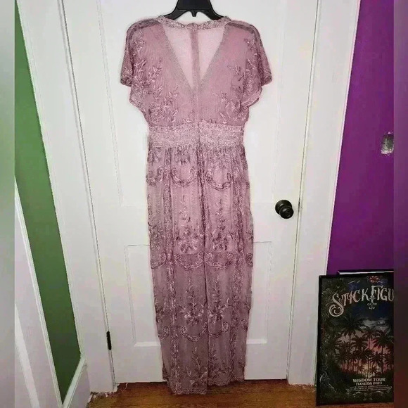 NWT Altar’d State Mariska Lilac Purple Candy Lace Maxi Dress Size Small - Picture 2 of 7